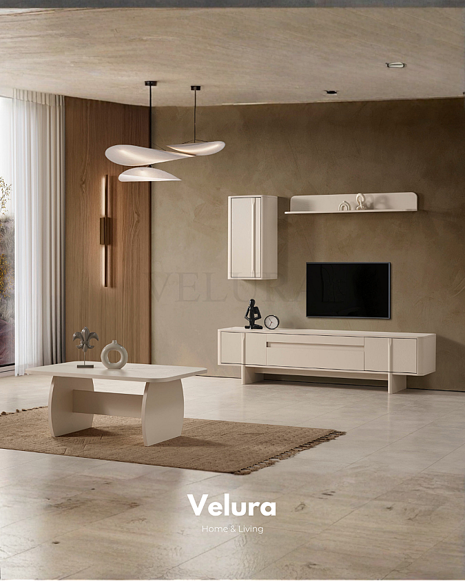 Eylül Orta Sehpa Krem modern salon sehpası