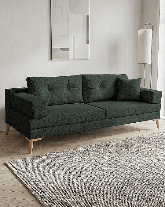 Zeri Koyu Yeşil Puzzle Modüler Köşe Koltuk Takımı