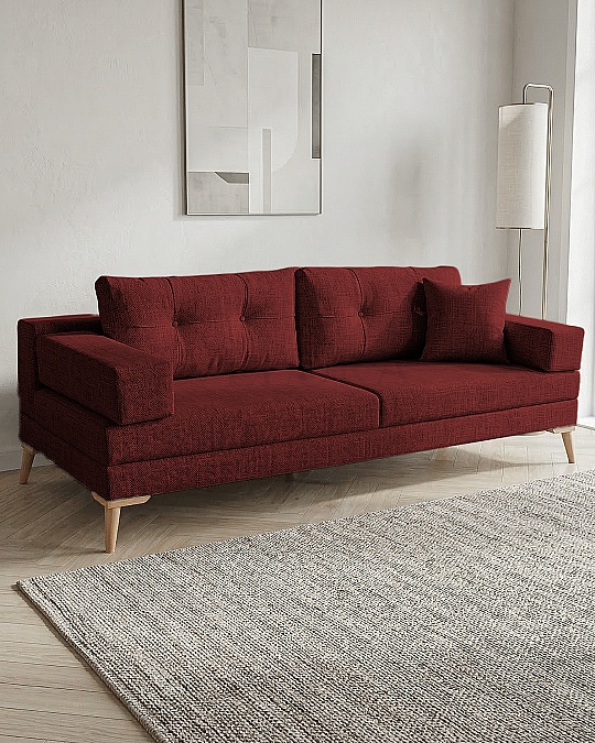 Zeri Bordo Puzzle Modüler Köşe Koltuk Takımı