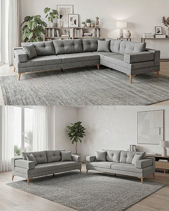 Zeri Gri Puzzle Modüler Köşe Koltuk Takımı