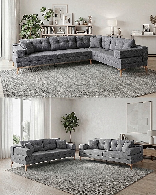 Zeri Koyu Gri Puzzle Modüler Köşe Koltuk Takımı 