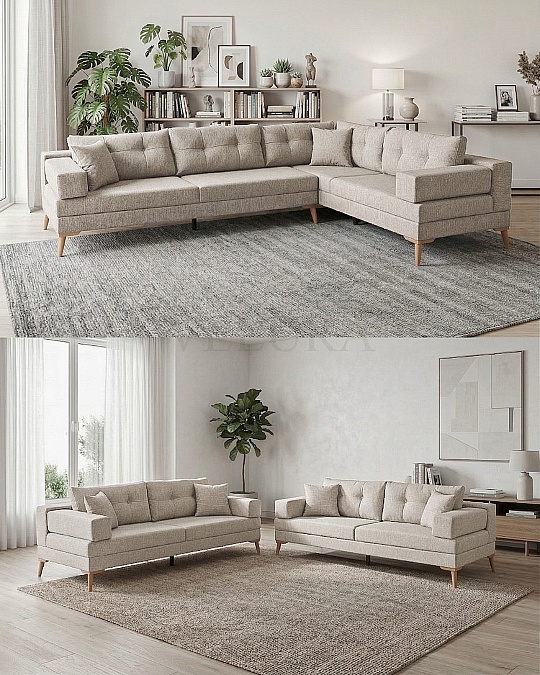 Zeri Latte Puzzle Modüler Köşe Koltuk Takımı