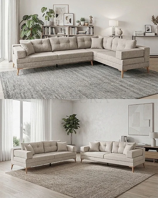 Zeri Latte Puzzle Modüler Köşe Koltuk Takımı