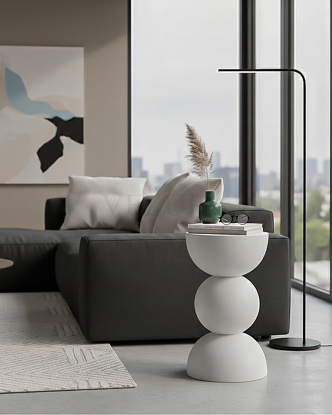 Maco Yan Sehpa beyaz ahşap modern yan sehpa 30x30x60