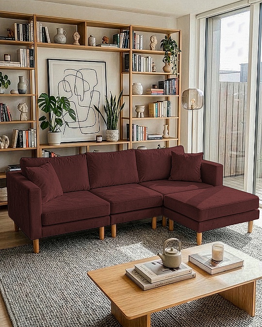 Armin Köşe Takımı - Kadife - Bordo