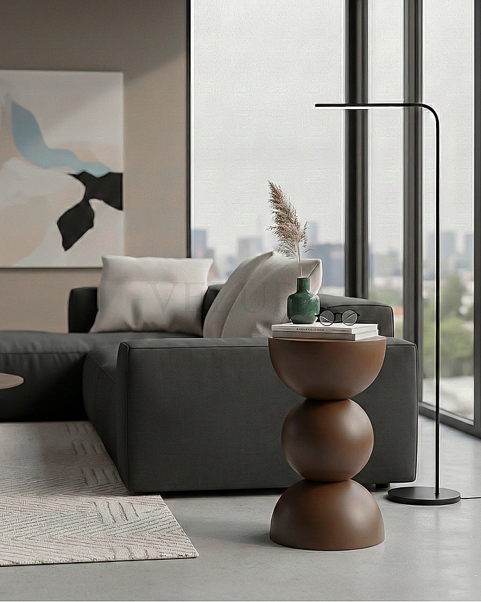 Maco Yan Sehpa ceviz ahşap modern yan sehpa 30x30x60