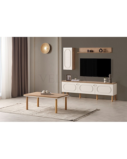 Velura Home Derin tv ünitesi krem renk bohem salon mobilyası