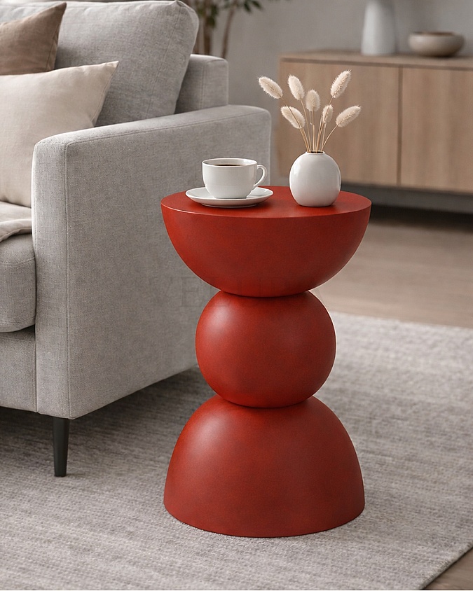 Maco Yan Sehpa kırmızı ahşap modern yan sehpa 30x30x60