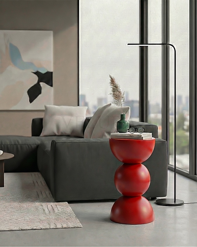 Maco Yan Sehpa kırmızı ahşap modern yan sehpa 30x30x60