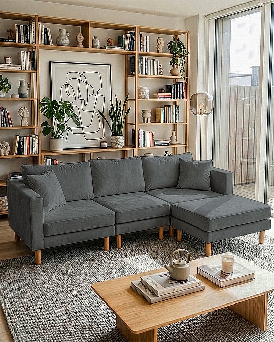 Armin Köşe Takımı - Kadife - Koyu Gri