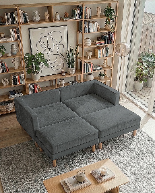 Armin Köşe Takımı - Kadife - Koyu Gri Armin Köşe Takımı - Kadife - Koyu Gri