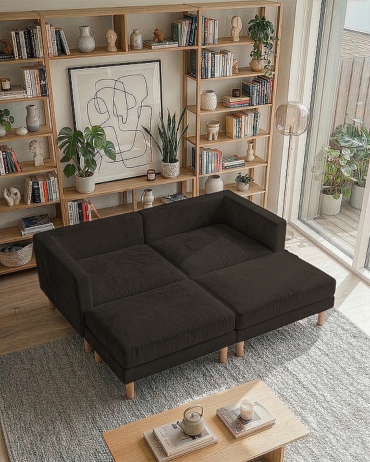 Armin Köşe Takımı - Kadife - Koyu Kahve Armin Köşe Takımı - Kadife - Koyu Kahve