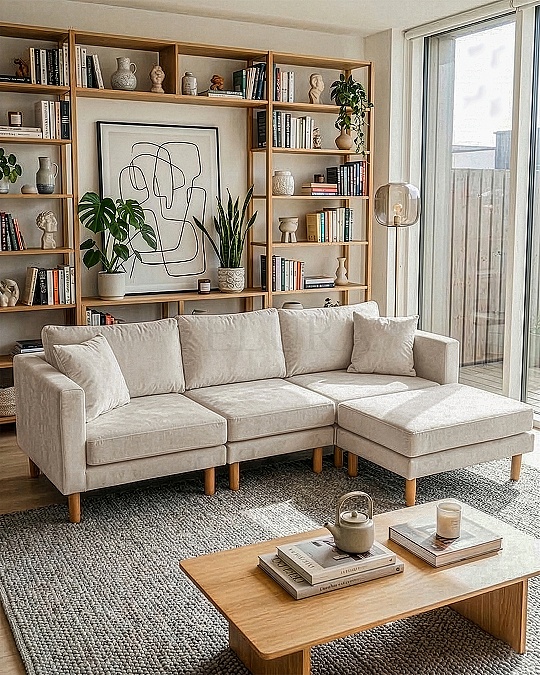 Armin Köşe Takımı - Kadife - Krem