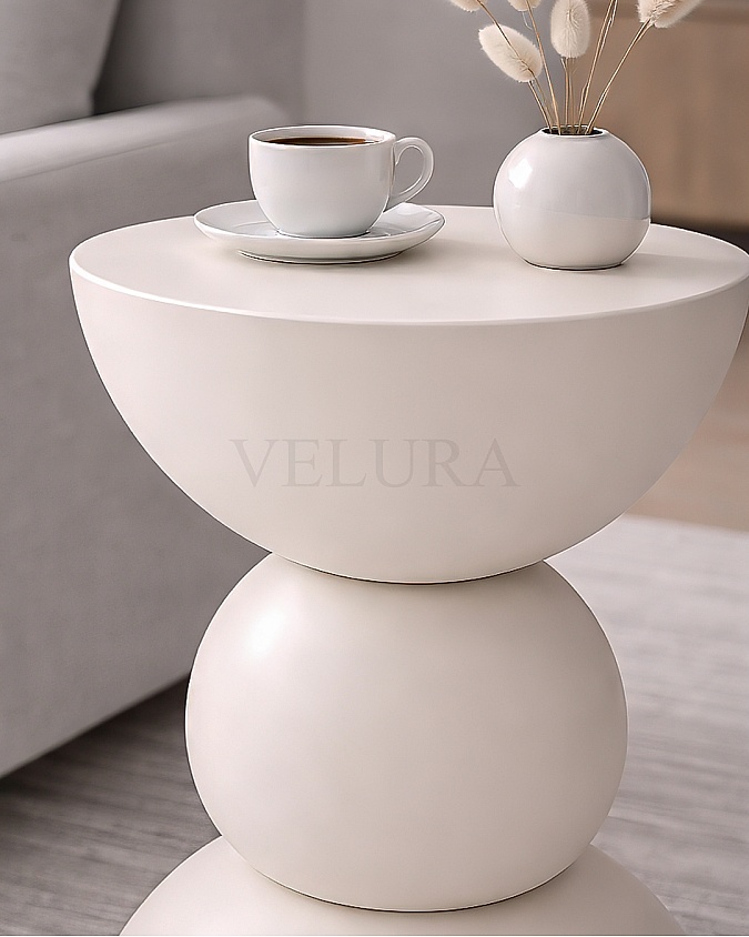 Maco Yan Sehpa krem ahşap modern yan sehpa 30x30x60