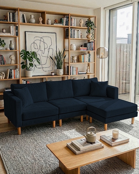 Armin Köşe Takımı - Kadife - Lacivert