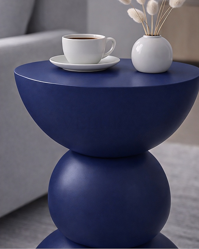 Maco Yan Sehpa mavi ahşap modern yan sehpa 30x30x60