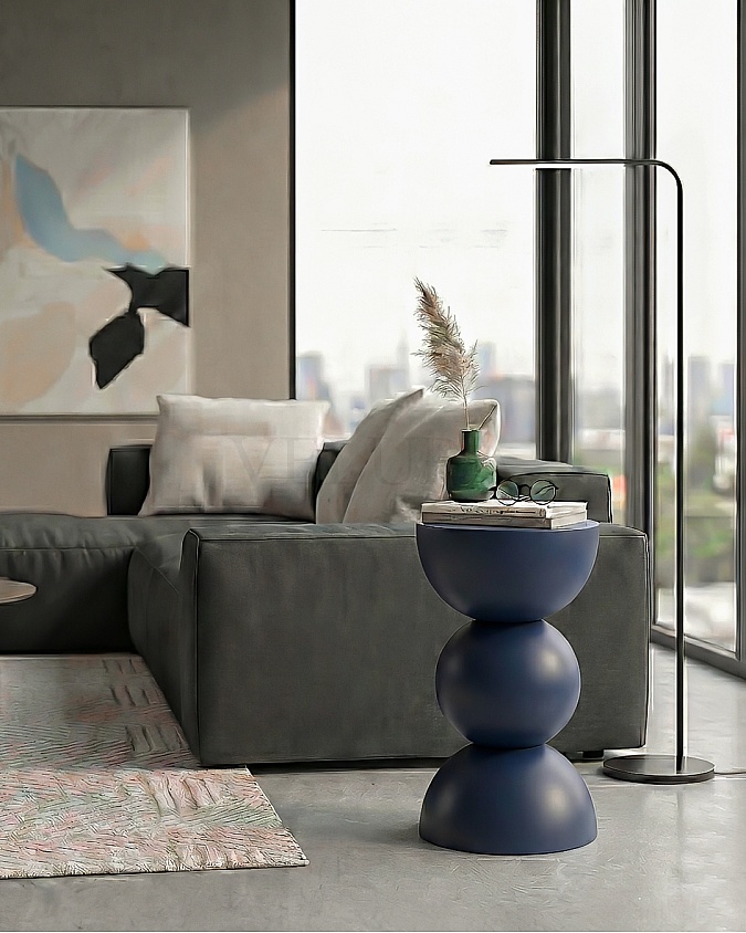 Maco Yan Sehpa mavi ahşap modern yan sehpa 30x30x60