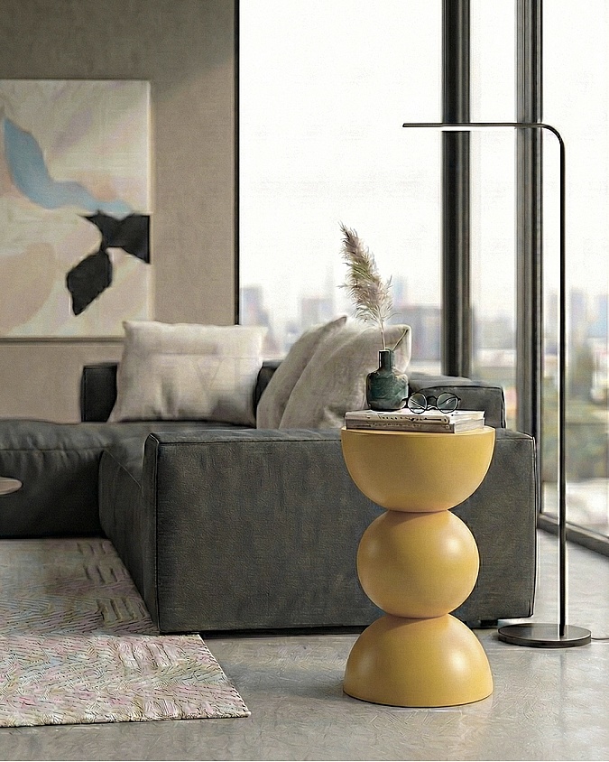 Maco Yan Sehpa sarı ahşap modern yan sehpa 30x30x60