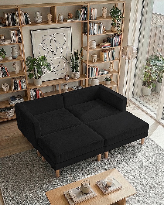 Armin Köşe Takımı - Kadife - Siyah Armin Köşe Takımı - Kadife - Siyah