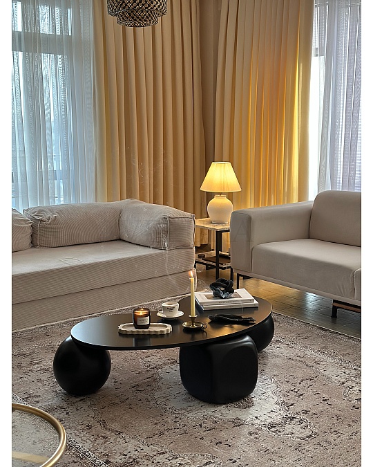 Zaro Düz Siyah Sehpa - Siyah Fasülye Mdf