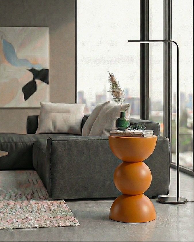 Maco Yan Sehpa turuncu ahşap modern yan sehpa 30x30x60