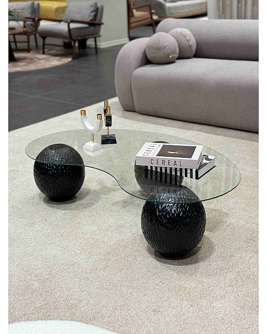 Küre Desenli Orta Sehpa - Siyah