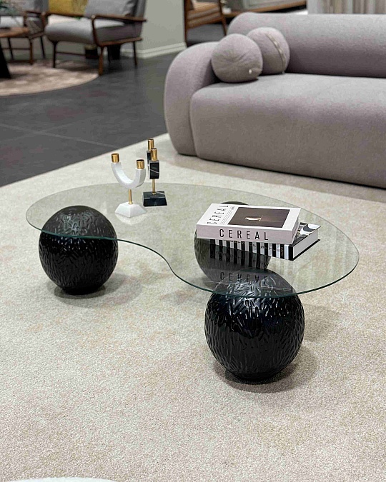 Küre Desenli Orta Sehpa - Siyah