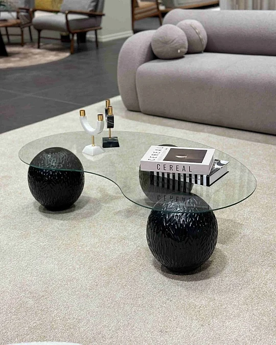 Küre Desenli Orta Sehpa - Siyah