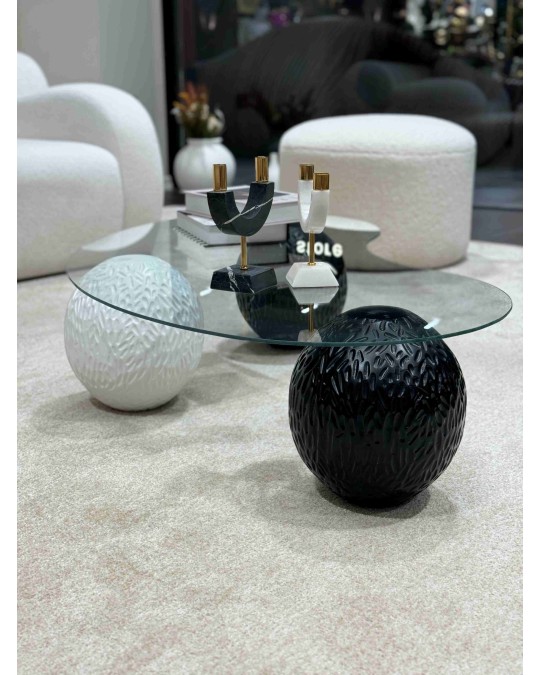 Küre Desenli Orta Sehpa - Siyah & Beyaz Küre Desenli Orta Sehpa - Siyah & Beyaz