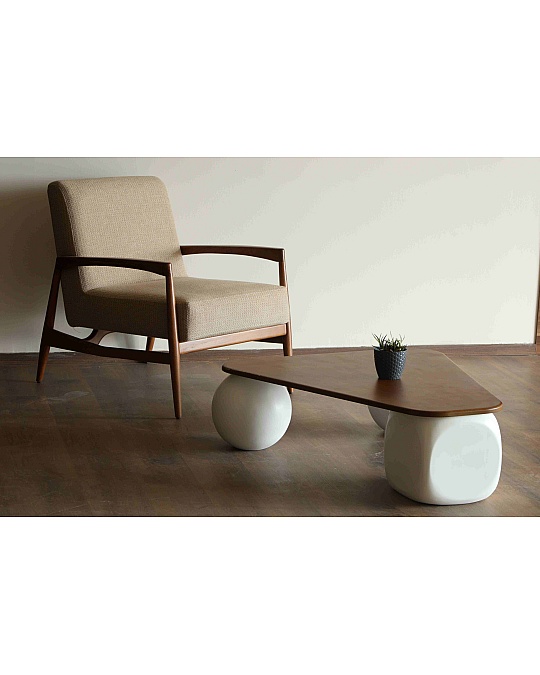 Küre Ahşap Orta Sehpa - C.Üçgen & B.Zar & Beyaz