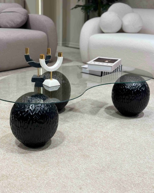 Küre Desenli Orta Sehpa - Siyah