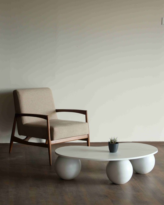 Küre Ahşap Orta Sehpa - Beyaz