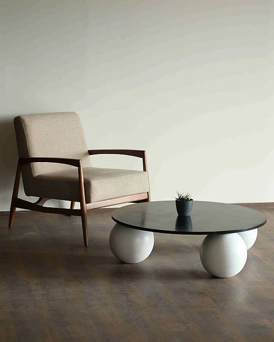 Küre Ahşap Orta Sehpa - S.Yuvarlak & Beyaz