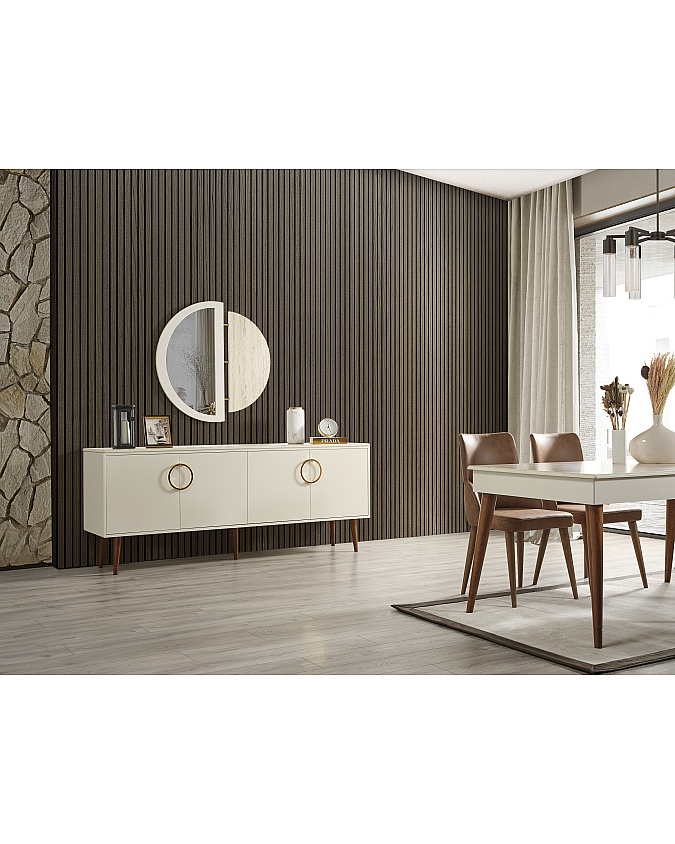 Hür Konsol - Krem ve Gold Detaylı