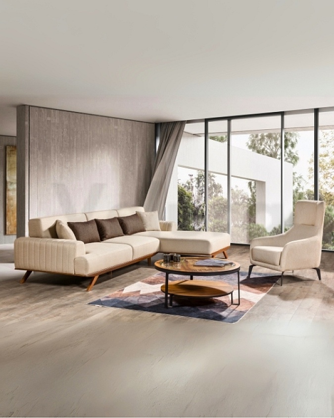 Geniş L koltuk – yataklı Fern köşe takımı