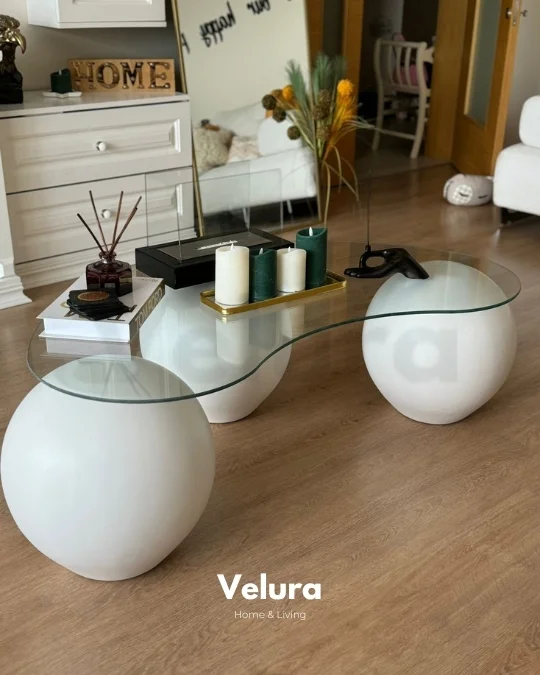 Küre Fiber Orta Sehpa - Beyaz