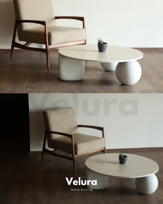 Küre Ahşap Orta Sehpa - B.Yuvarlak & B.Zar & Beyaz
