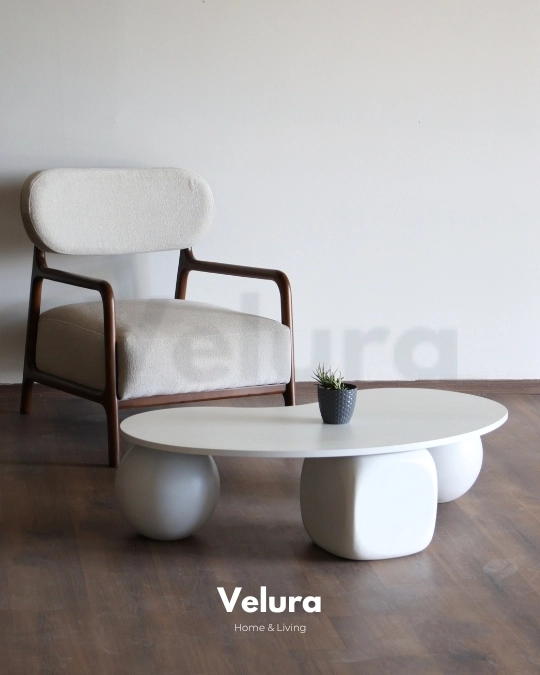 Küre Ahşap Orta Sehpa - Zar & Beyaz