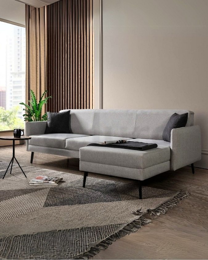 Olaf Köşe Takımı – Modern metal ayaklı, yumuşak süngerli ve farklı renk seçenekli köşe koltuk modeli