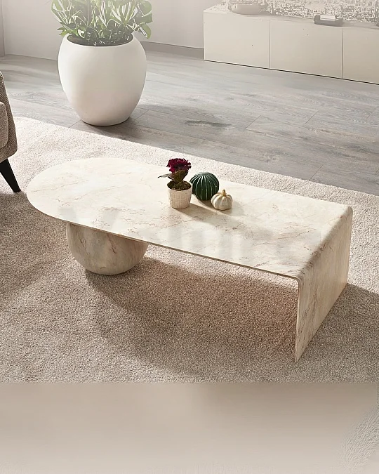 Pleks Desen MDF - Top Ayaklı Orta Sehpa