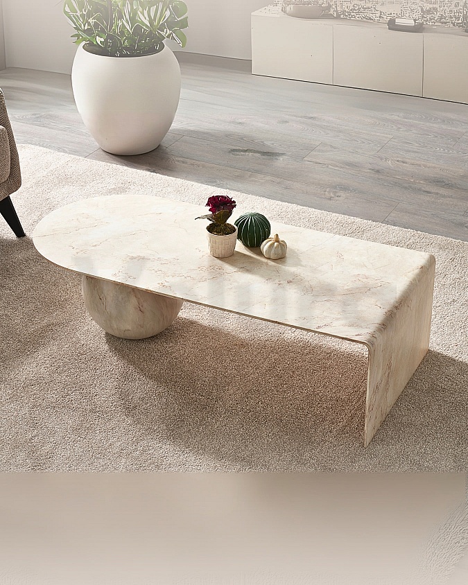 Pleks Desen MDF Top Ayaklı Orta Sehpa