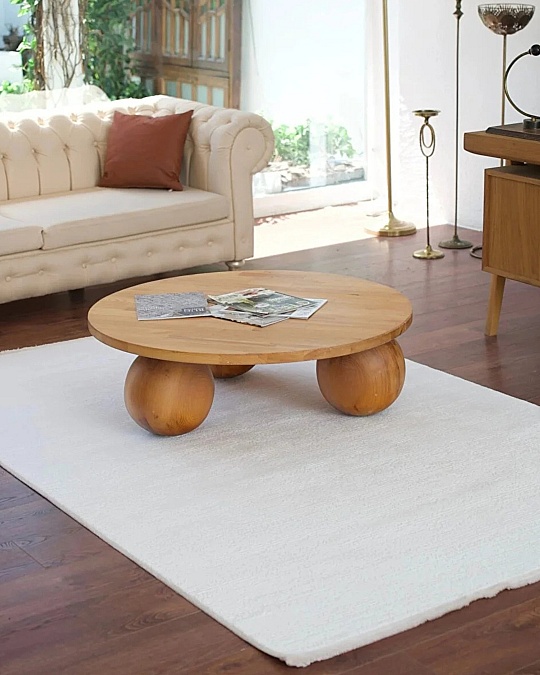 Zer Yuvarlak Ahşap Orta Sehpa- Meşe