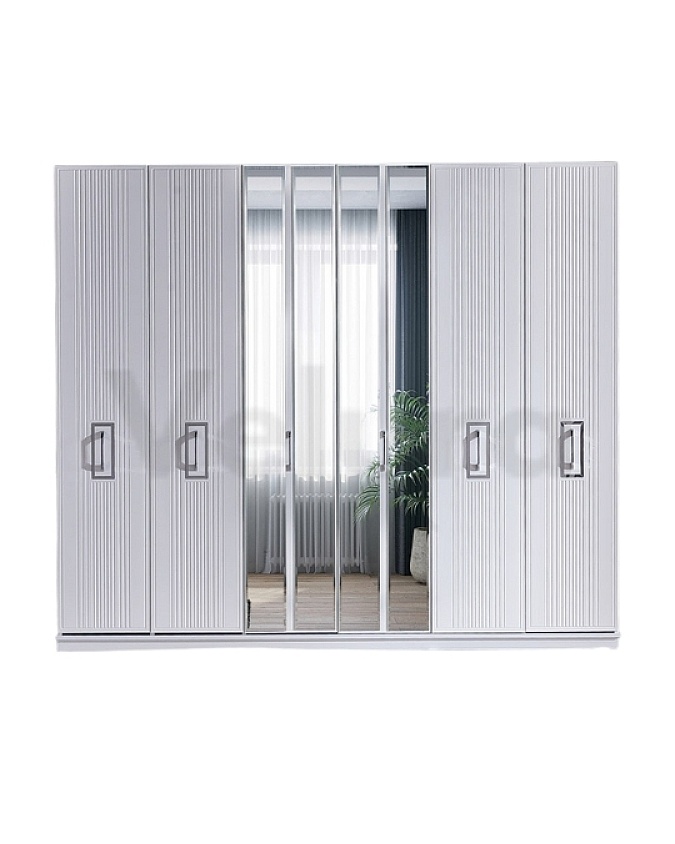 Rio Gümüş 6 Kapılı Dolap beyaz renk