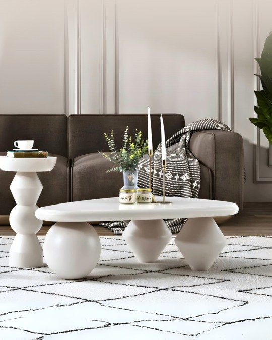 Selly Küre Orta Sehpa - Beyaz