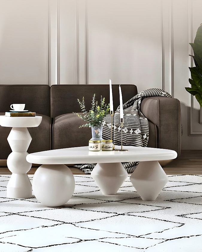 Selly Küre Orta Sehpa - Beyaz