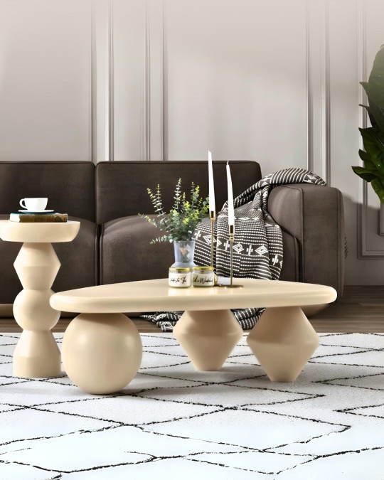 Selly Küre Orta Sehpa - Krem