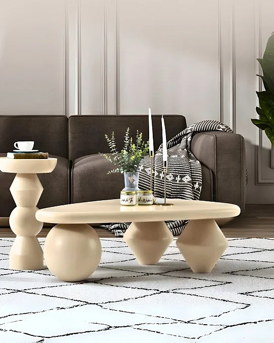 Selly Küre Orta Sehpa - Krem