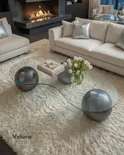 Küre Orta Sehpa - Silver - Fasulye - Füme Cam