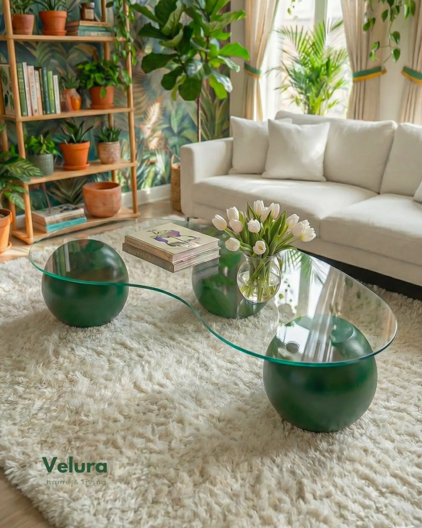 Velura Home Küre Orta Sehpa Yeşil renk modern salon orta sehpası