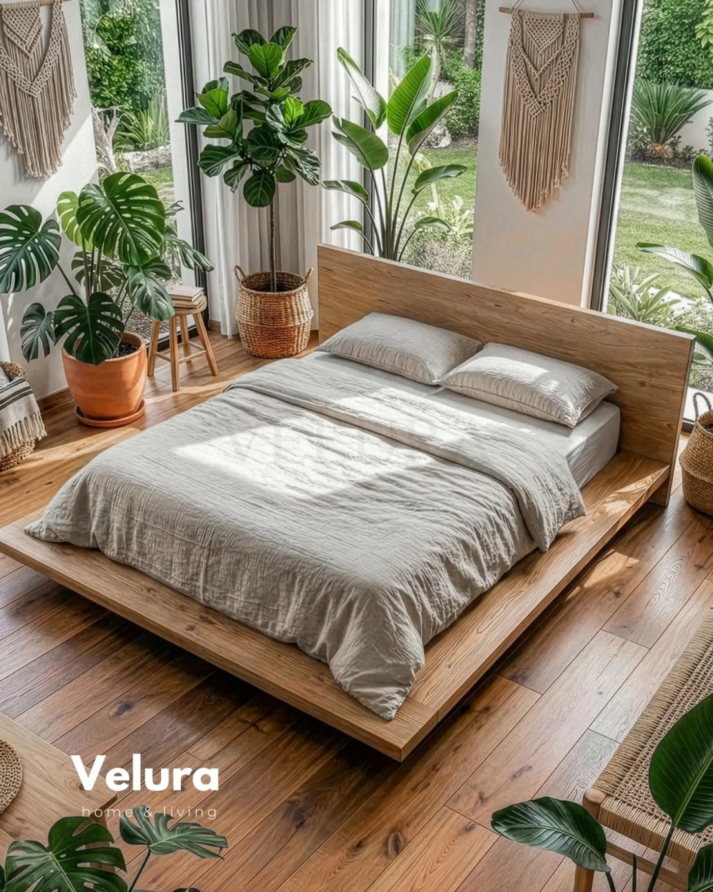 Voga Karyola - Naturel iskandinav tarz MDF platform karyola 210x200